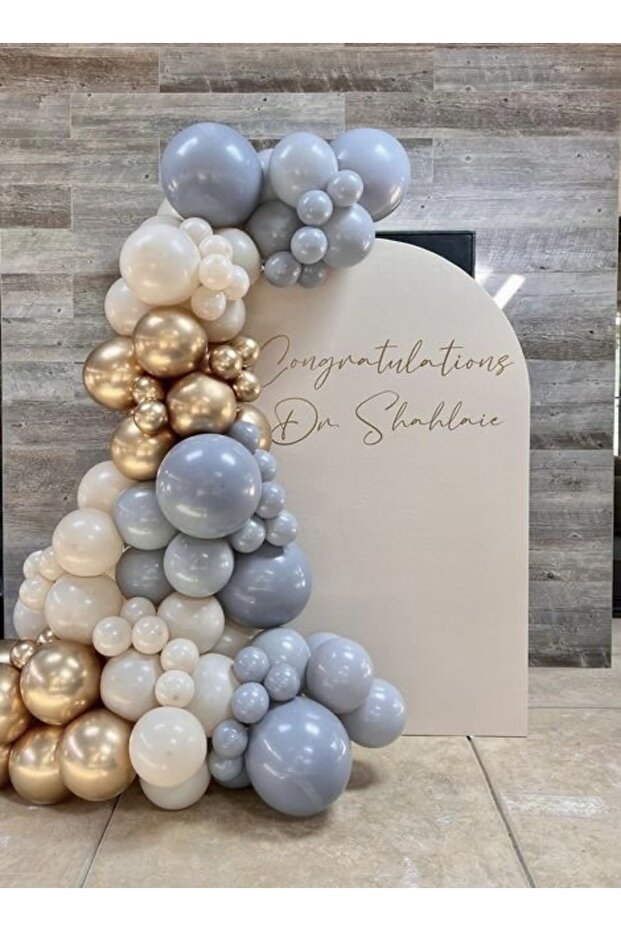 Storm Blue Gold Balloon Chain 80 Pieces
