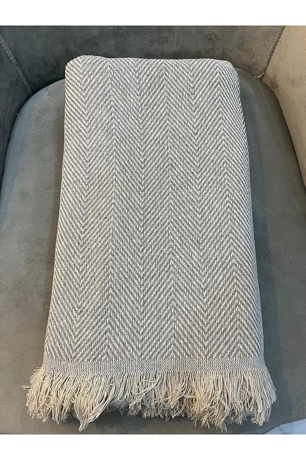 Koltuk Örtüsü 170x210 Balık Sırtı Desen Gri - 4