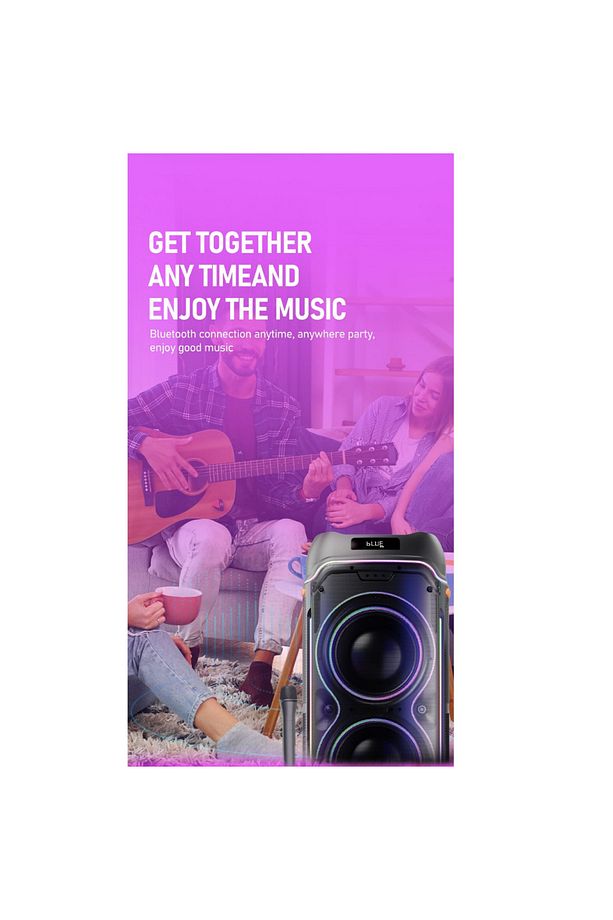 Taşınabilir RGB Bluetooth USB SD TWS Parti Karaoke Microfon Hoparlör SesBombası 2x10inc 100wMaxPower - 8