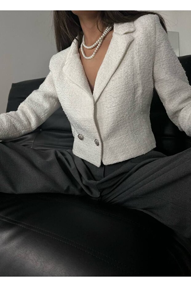 Jachetă Crop Tweed - 3