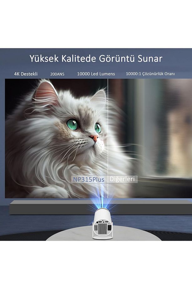 NP315Plus 4K Android11 BT5.0 Wifi6 200ANSI Lümen IOS/Android Taşınabilir Akıllı LED Projeksiyon - 7