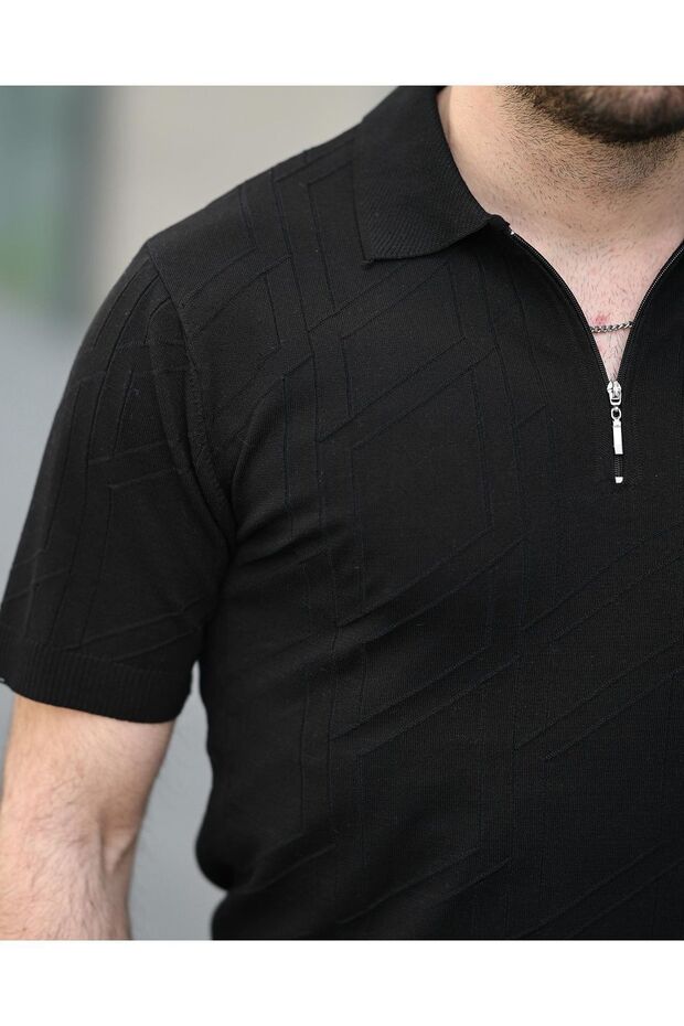 Fermuarlı Triko Tshirt - 3