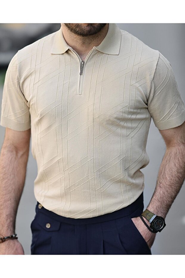 Fermuarlı Triko Tshirt - 2