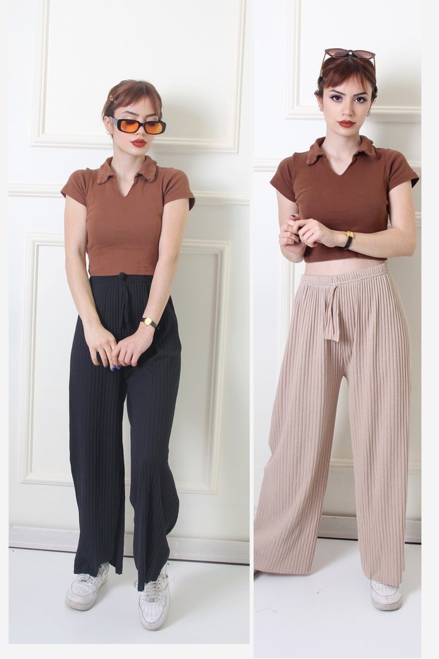 Black-Cream 2 Pieces of Comfortable Ribbed Pajama Bottoms, 2-Piece Comfortable Pajama Bottoms, Comfortable Pajamas, Pajama Bottoms