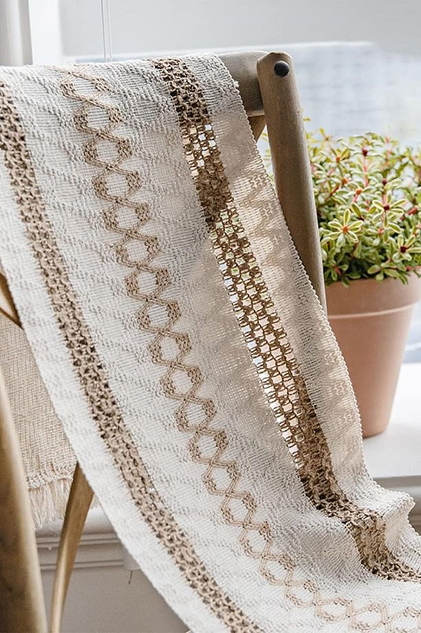 Pamuk Dantel Runner 35x145 cm Masa Örtüsü Açık Kahve, Krem - 3