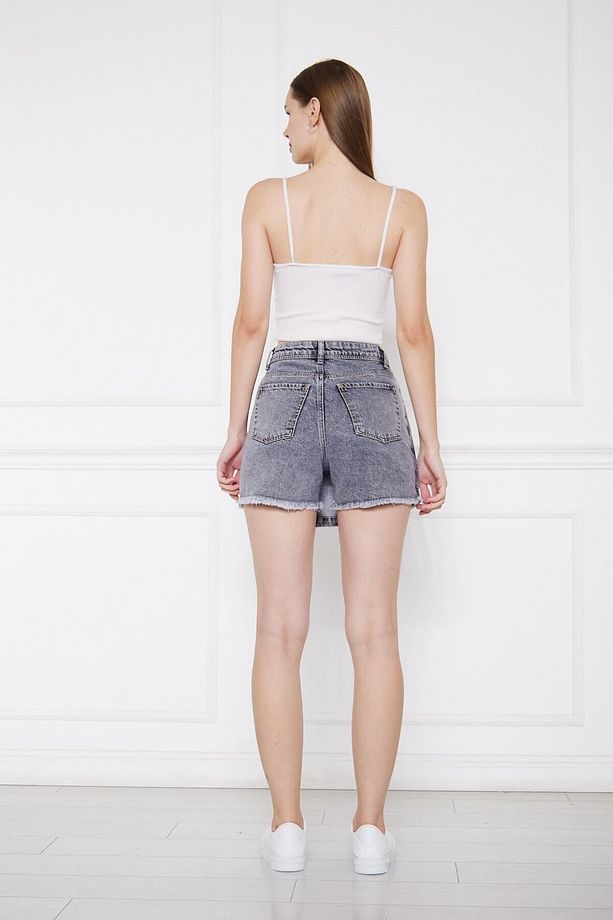 Gri Kot Kadın Şort Etek R'c Jeans - 3
