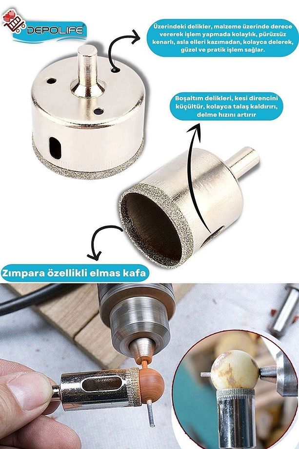 Tam Set 3mm-60mm Mermer Granit Fayans Cam Yuvarlak Delme Panç Elmas Matkap Için Boru Karot - 8