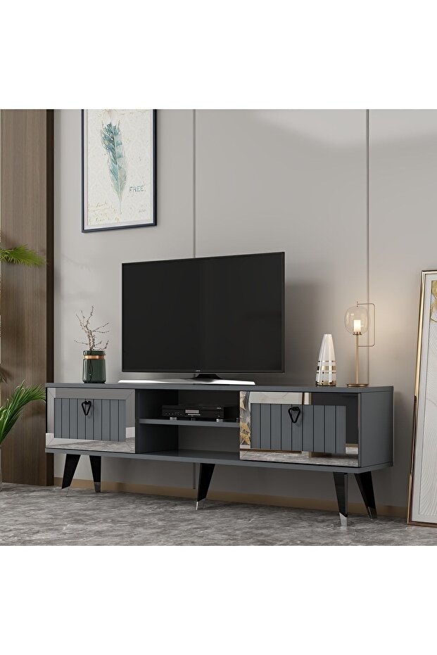Lidya Tv Stand Antrasit-gümüş - 4