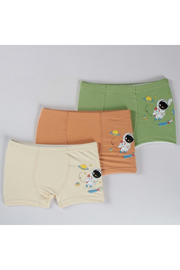 95% Cotton Astronaut Printed 3-Piece Boxer Set for Boy