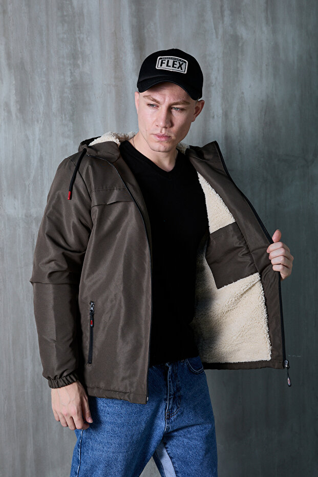 Men's Water and Wind Resistant Fur Coat Jacket