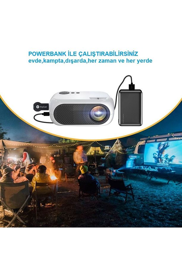 Taşınabilir Mini projektör 480P Anycast  Wifi Telefon Android İos Tv Ev kamp  Sineması Projeksiyon - 8