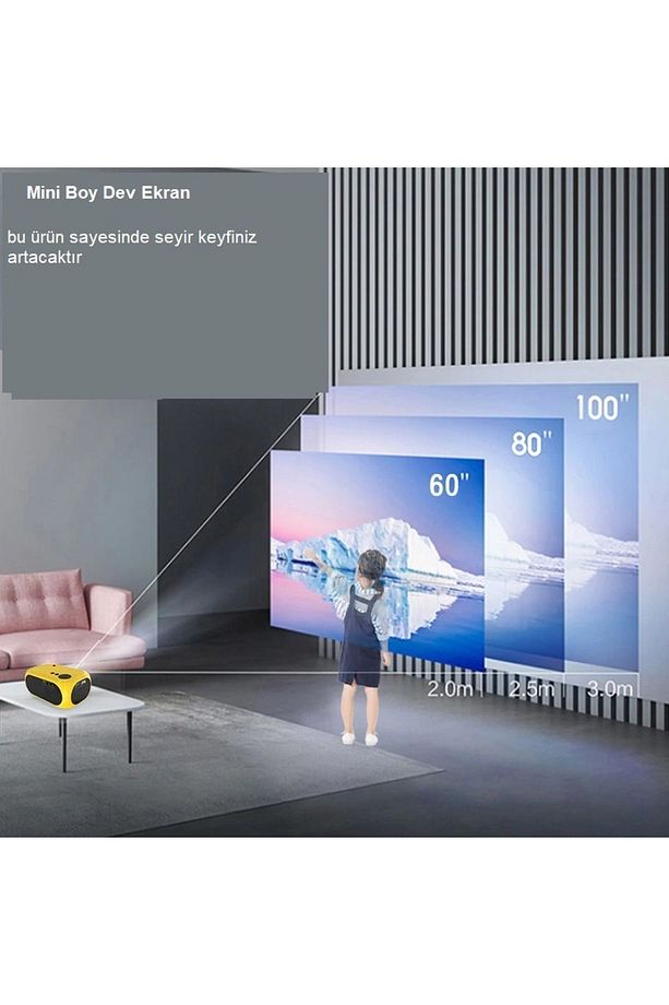 Taşınabilir Mini projektör 480P Anycast  Wifi Telefon Android İos Tv Ev kamp  Sineması Projeksiyon - 4