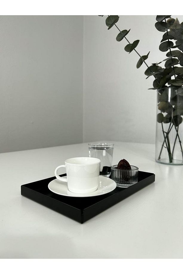 Faenz Metal Tepsi Dekoratif Tepsi Çay Kahve Tepsi Günlük Tepsi - 1