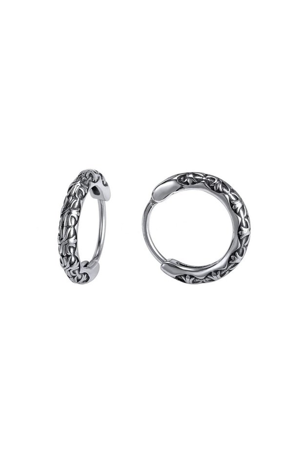 Boutique Special Design Vintage Ring Snap-on 316l Steel Men's Earrings (pair)