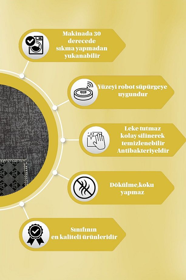 Kaymaz Tabanlı Kesme Rulo Halı Yolluk Protokol Antrasit - 7