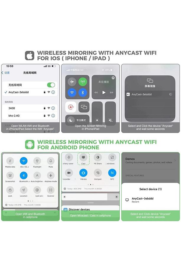 Taşınabilir Mini projektör 480P Anycast  Wifi Telefon Android İos Tv Ev kamp  Sineması Projeksiyon - 2
