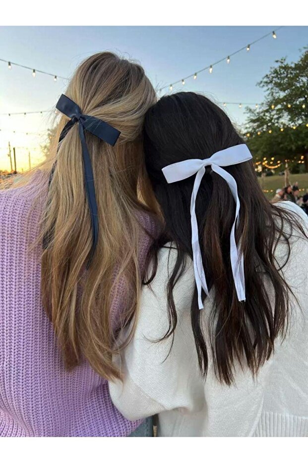 Women's Satin Ribbon Bow Clip Buckle 2 Pieces