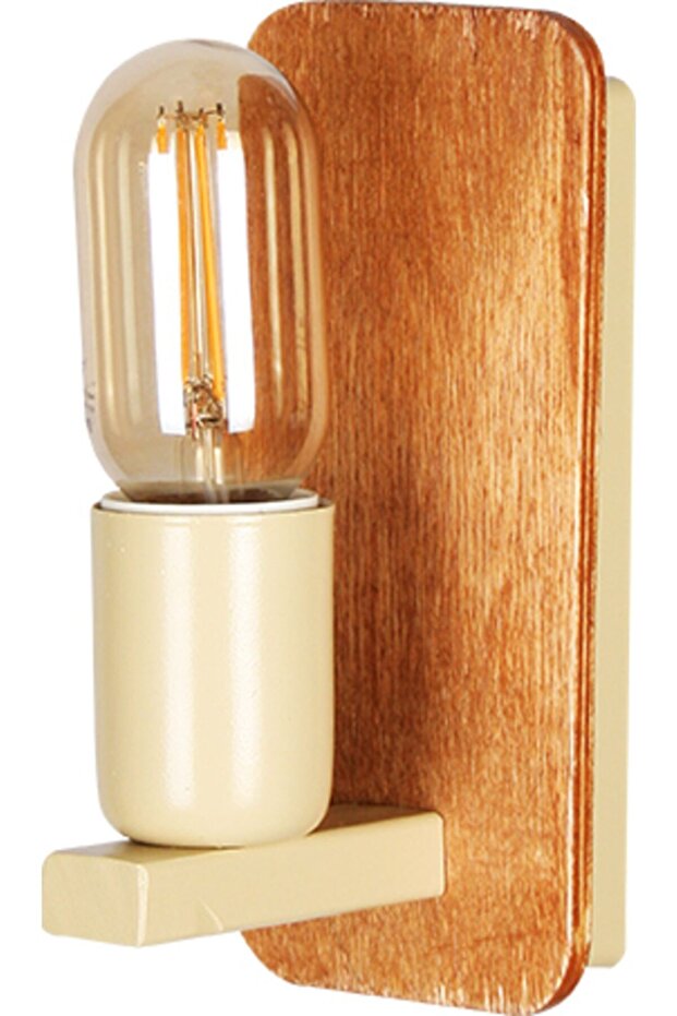Lopez Decorative Wooden Cream Modern Wall Sconce for Indoor Use (Rustic Led Bulb Included!!!)