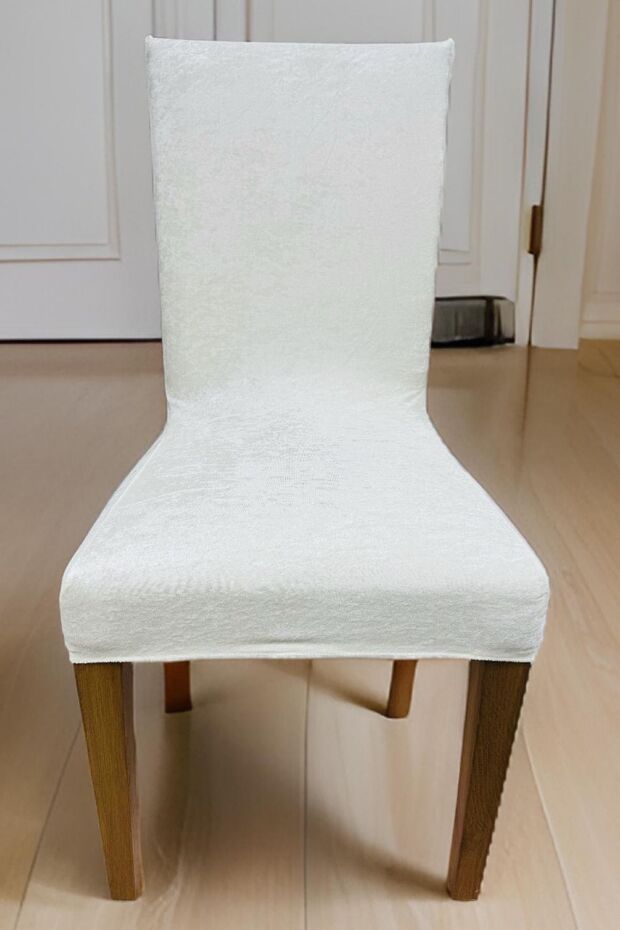 Velvet Fabric - Washable and Elastic Chair Cover, Cream Color 1 Piece