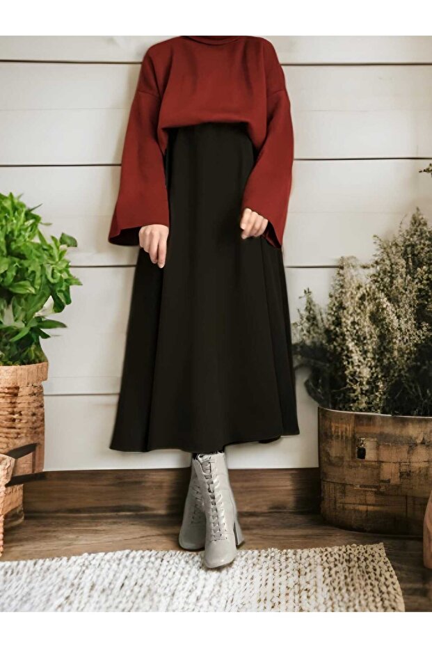 Puff Scuba Flared Skirt