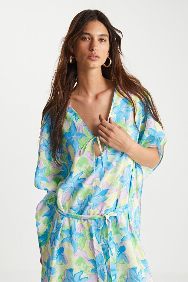 Desenli Modal Elbise - 3