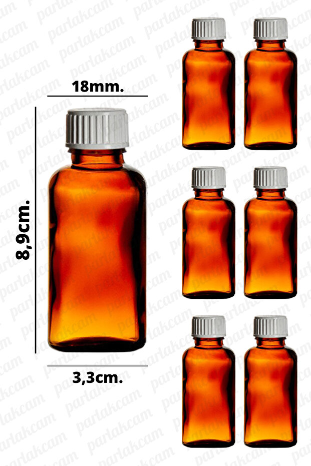 30ml Amber Glass Bottle White Lid Sample Holder Suitable for Cologne Essence Engagement Gift Glass 6 Pieces