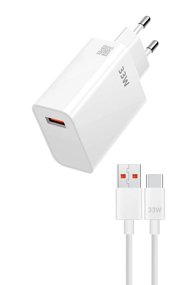 Tecno Camon 19 Pro Uyumlu 33W Süper Hızlı Şarj Aleti Seti Şarj Adaptörü ve Usb to Type-c Kablo - 1