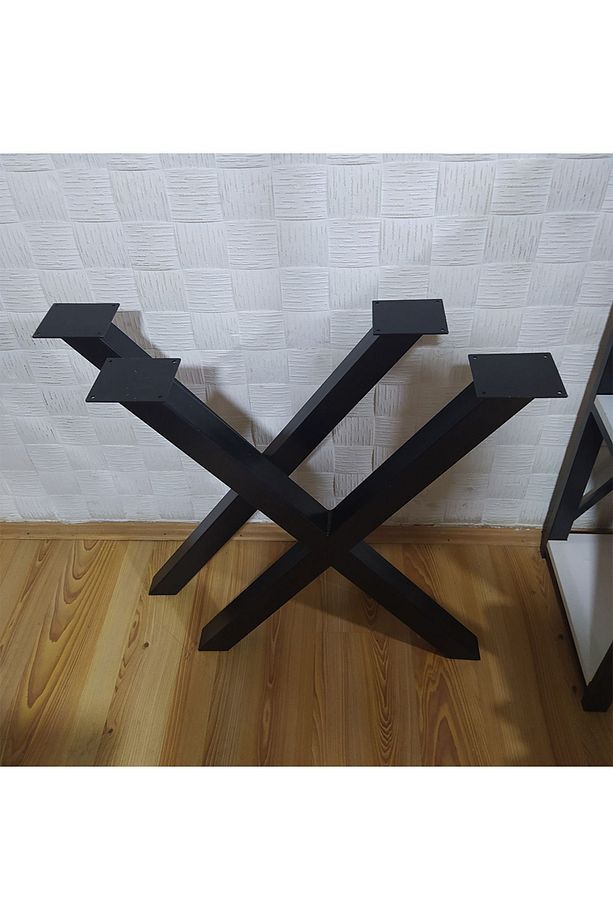 Çapraz Ayak Masa Siyah Metal Masa Ayağı X Model Masa Ayağı - 3