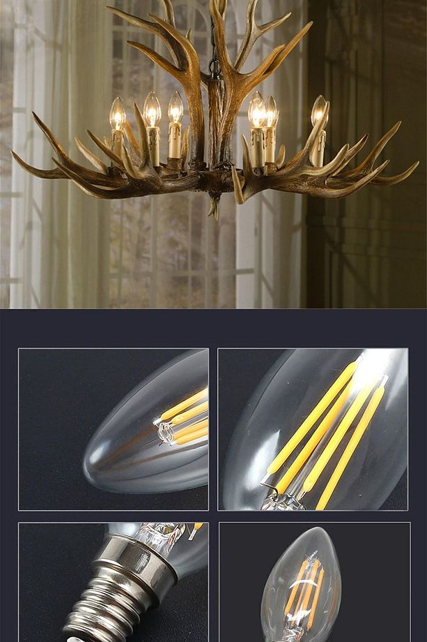 Şeffaf Cam Rustik 4w C35 Mum Tipi Led Filament Ampul E14 Sarı Işık Dekoratif Vintage Aydınlatma - 4
