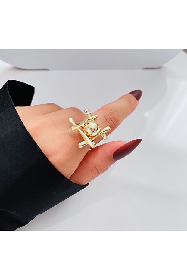 Adjustable Checked Vintage Ring - 1