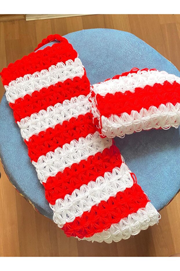Handmade Knitted Natural Fiber Red (40X16 cm)