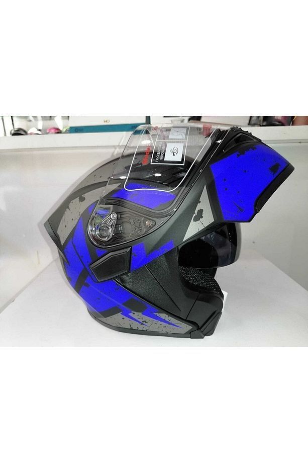Jk 902 Mat Mavi Mat Siyah Çene Açılır Kask - 2