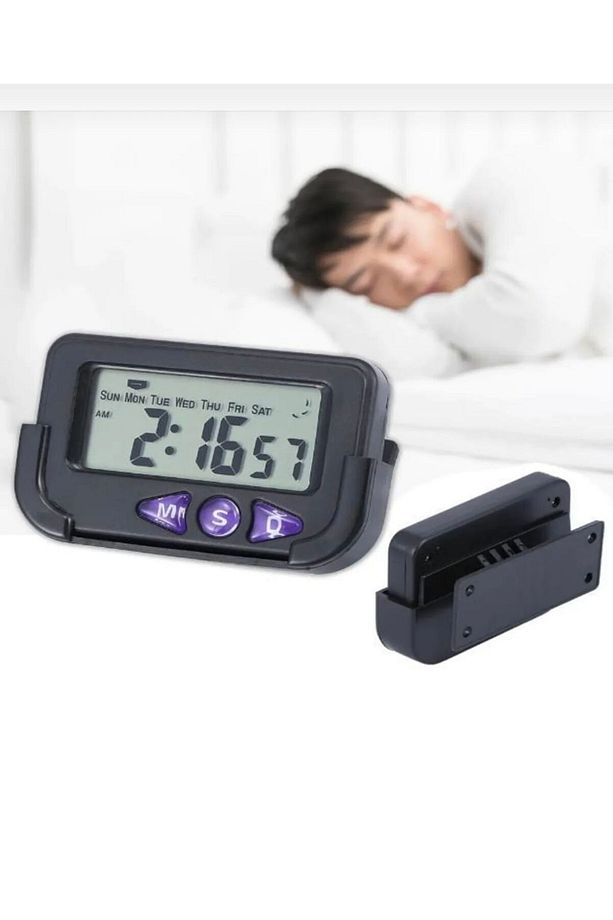 Yapışkanlı Ve Masaüstü Stantlı Alarmlı Kronometreli Mini Dijital Saat - 4
