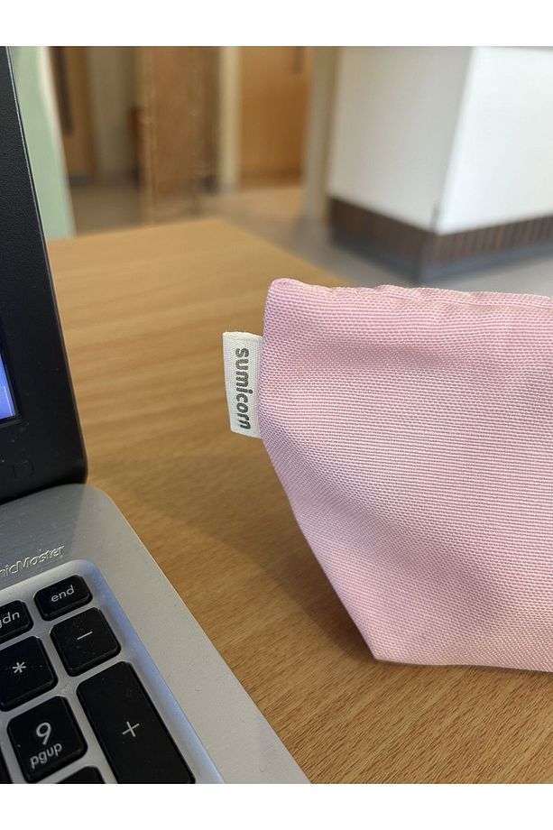 Soft Pudra Pembe Yıkanabilir Fermuarlı Tek Gözlü Bez Kalemlik Kalem Kutusu Cüzdan Makyaj Çantası - 2