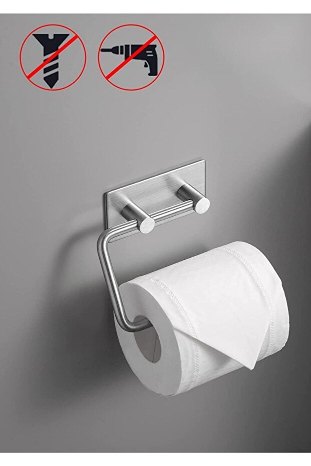 Stainless Steel Adhesive Toilet Paper Hanger Attachment - Inox - Instant Mount