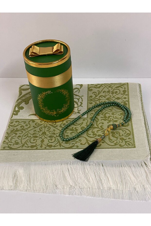 Prayer Rug Set in Cylinder Box, Gift for Mevlüt