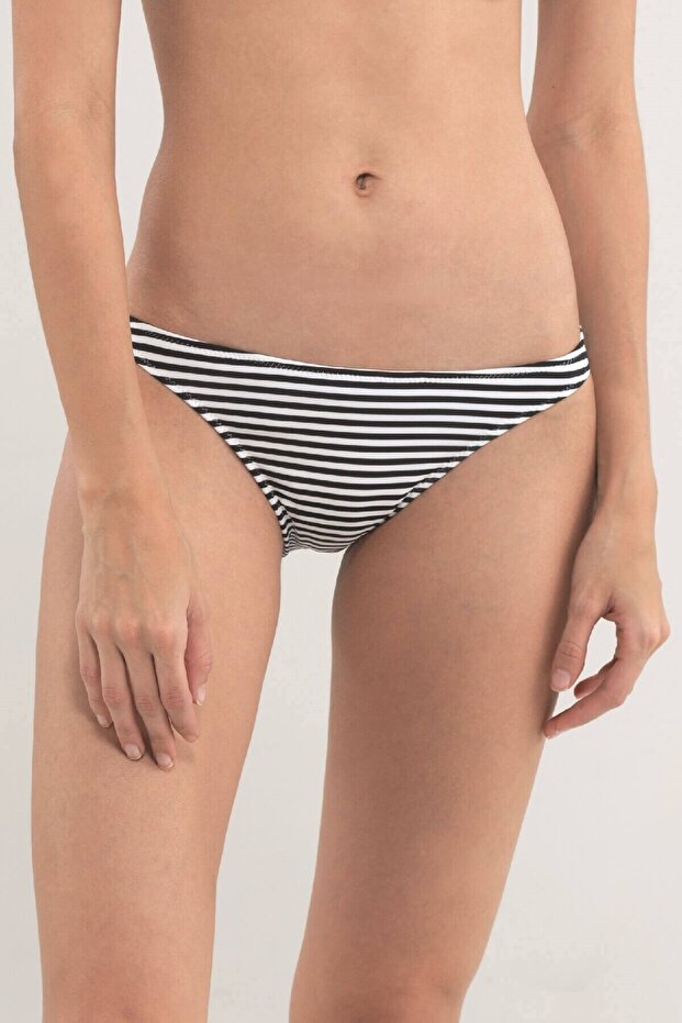 Black/white Striped Bikini Bottom