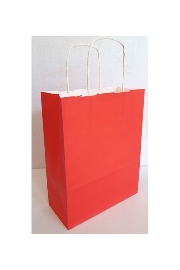 Kırmızı Çanta 25x12x31 ( 50 Adet ) ( Kağıt Poşet Çanta ) - 1