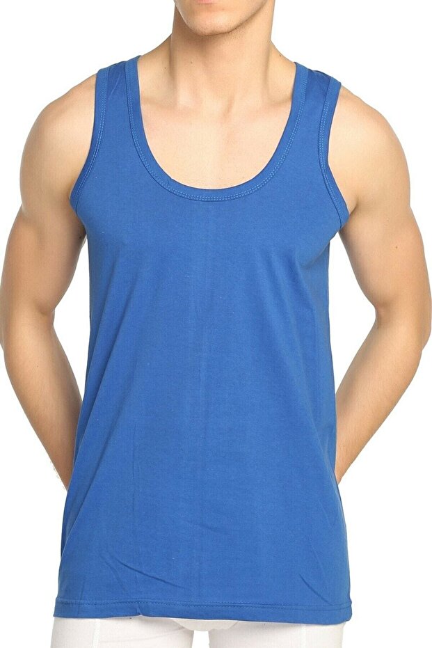 Men's Military 3-Piece Blue Plain Tank Top