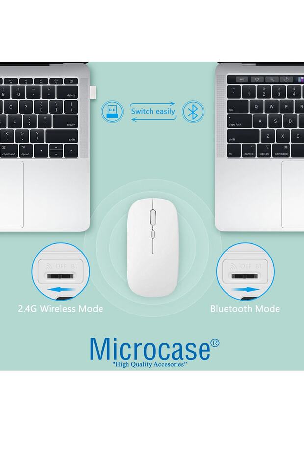 1600 Dpı Şarj Edilebilir 2.4 Ghz Çift Modlu Bluetooth Kablosuz Mouse - Al2675 Pembe - 4