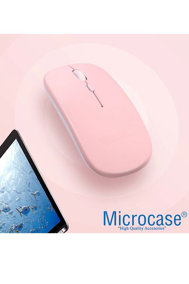 1600 Dpı Şarj Edilebilir 2.4 Ghz Çift Modlu Bluetooth Kablosuz Mouse - Al2675 Pembe - 6