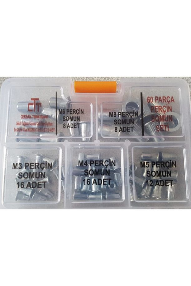 Perçin Somun Seti 60 Parça Flanşlı Perçin Somun- M3-m4-m5-m6-m8 - 4