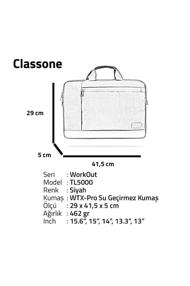 Workout Tl5000 15.6" Su Geçirmez Kumaş ,macbook Mac Air, Notebook, Laptop El Çantası-siyah - 7