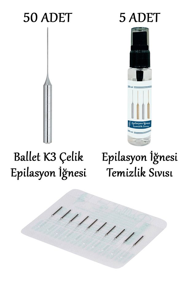 50 Adet K3 Gümüş Epilasyon Iğnesi Orijinal K3 Çelik Iğne 20402507 - 6