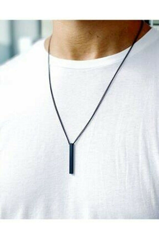 قلادة مستطيلة طويلة باللون الأسود مقاس 70 سم