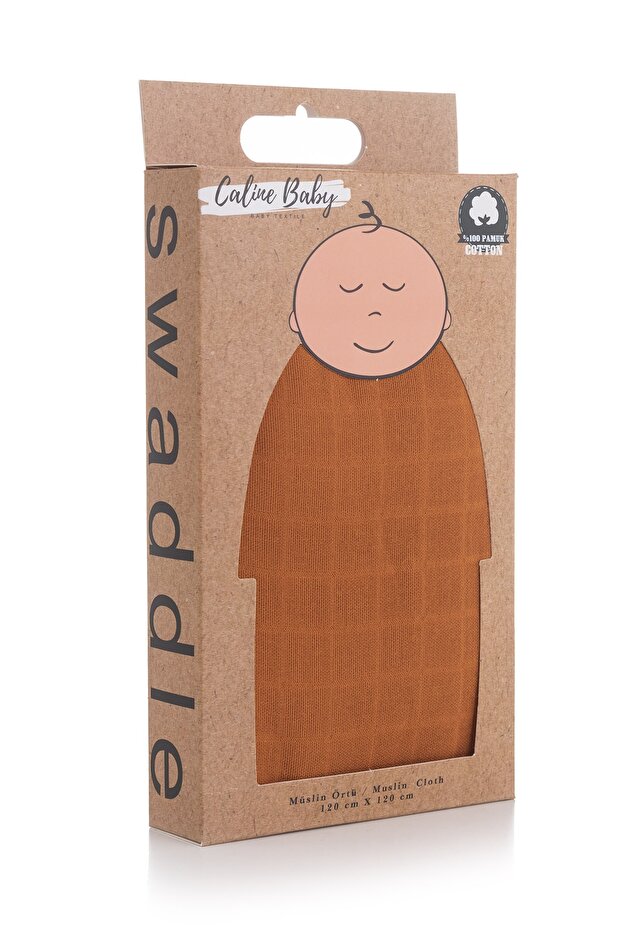 Muslin Cloth Cover Solid Color Cinnamon 120x120 cm + 4 Mouth Wipes