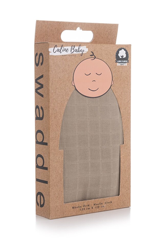 Muslin Cloth Cover Solid Color - Soil 120x120 Cm + 4 Mouth Wipes