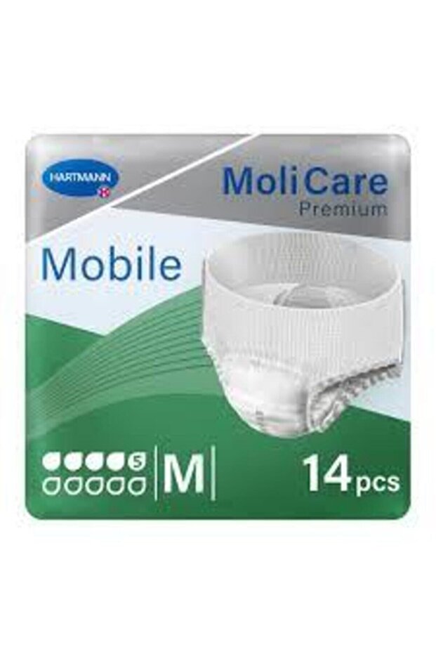 Molicare Premium - سراويل داخلية خضراء متوسطة الحجم 5 قطرات، 14 قطعة حفاضات