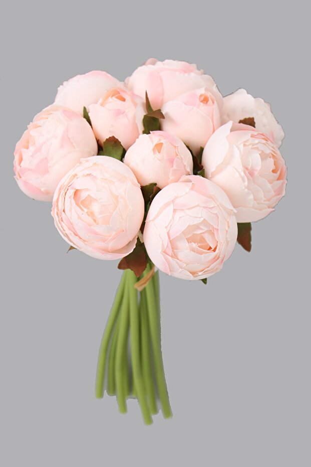 9Pcs Quality Peony Rose Bouquet Powder Pink