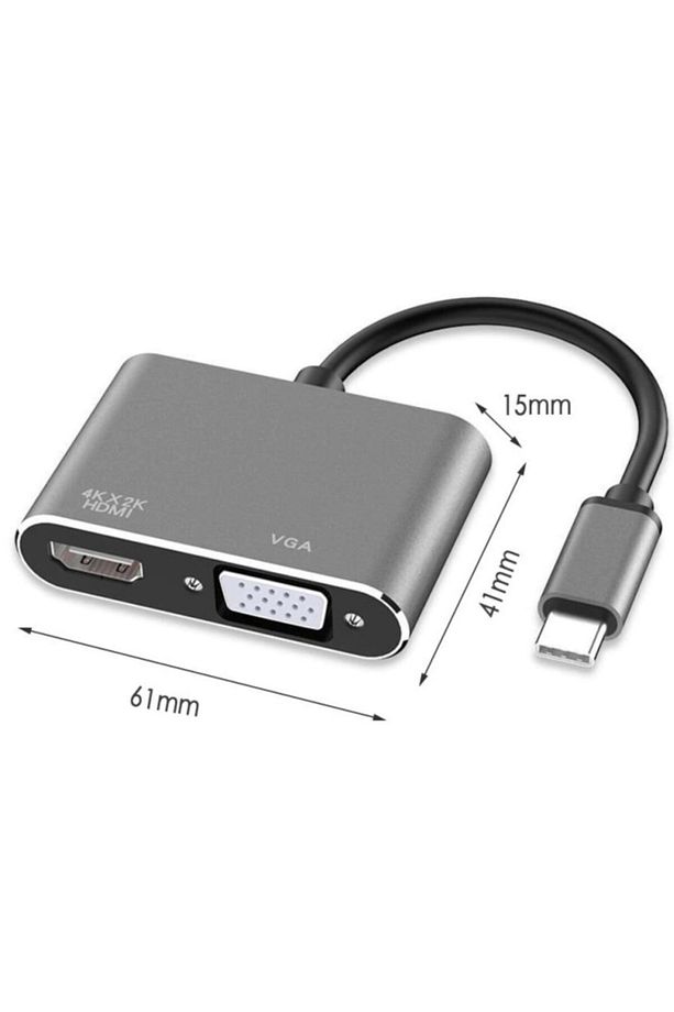 4728 Usb Type C To Hdmı Vga 3.1 4k Çevirici Dönüştürücü Adaptör - 3